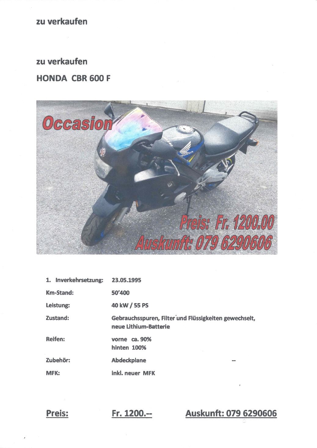 Eine giftige Strassenmaschine Honda CBR 600F/ 55PS