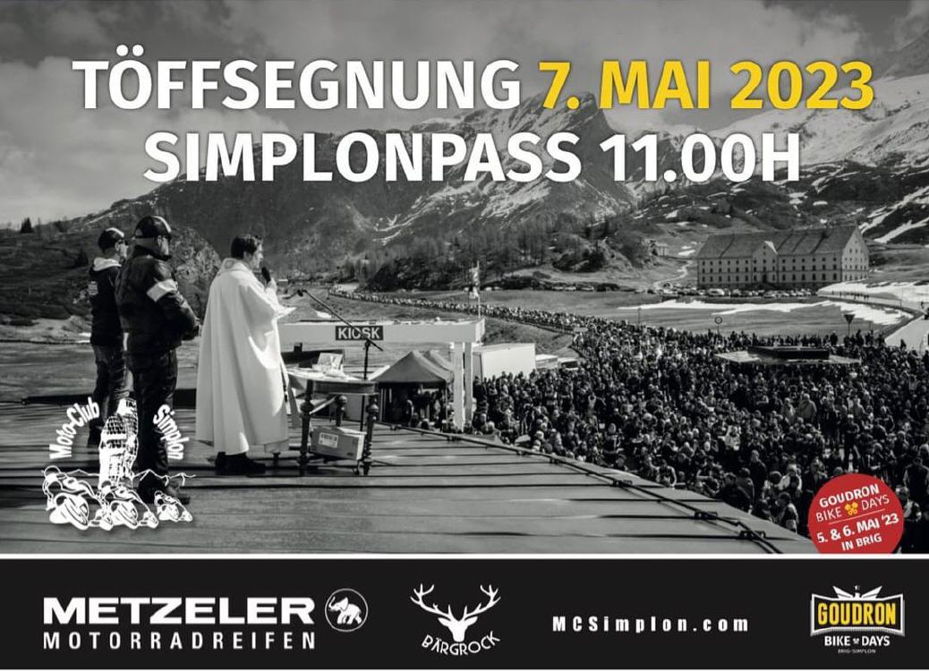 Töff-Segnung vom Sonntag 7. Mai auf dem Simplon