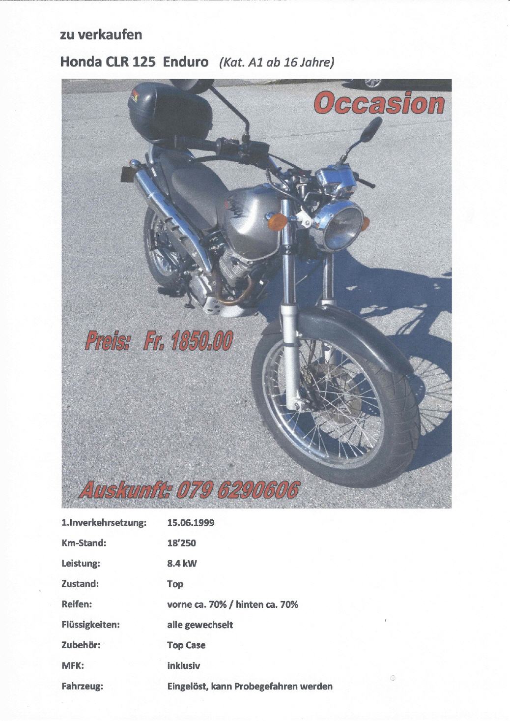 Honda CLR 125  (Kat. A1 ab 16 Jahre)